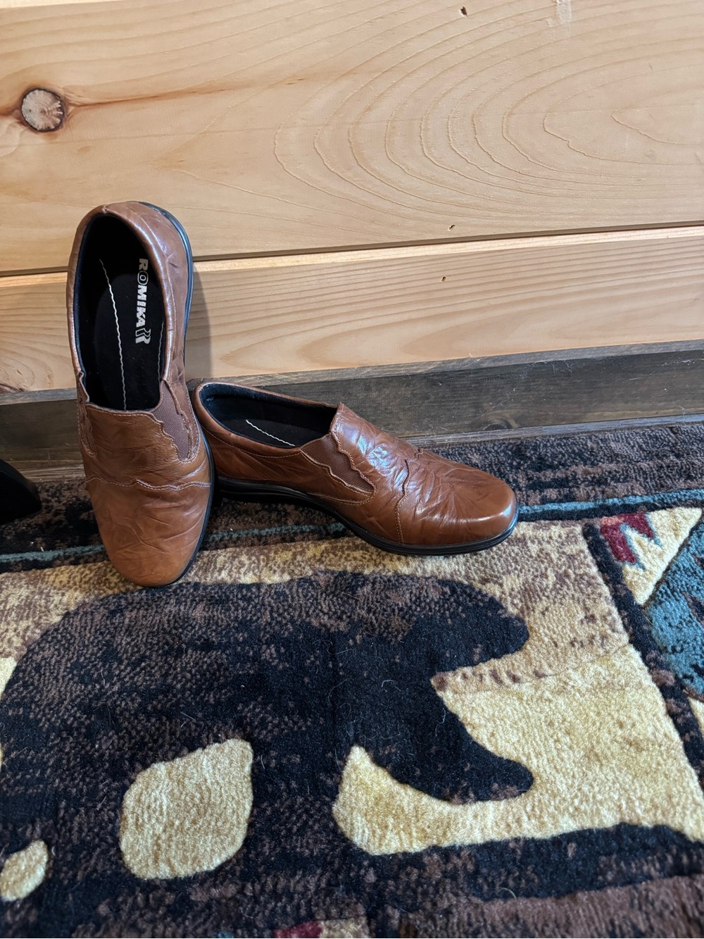 Romika Women’s Brown Leather Slip-On Shoes